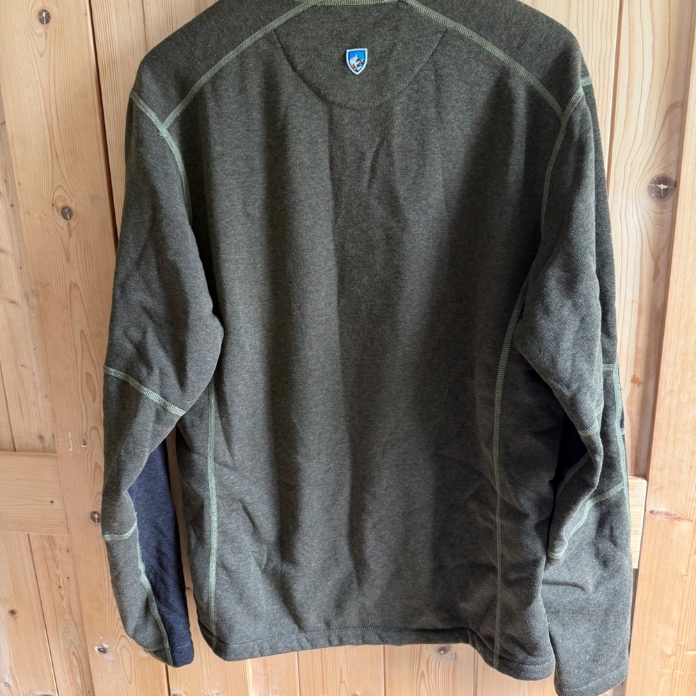 Kuhl Kashmira Mens Large Olive Green 1/4 Zip Fleece Pullover Sweater RN 108846 - Picture 9 of 16